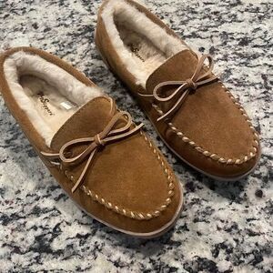 My Slippers Chestnut Suede Slippers Size 9